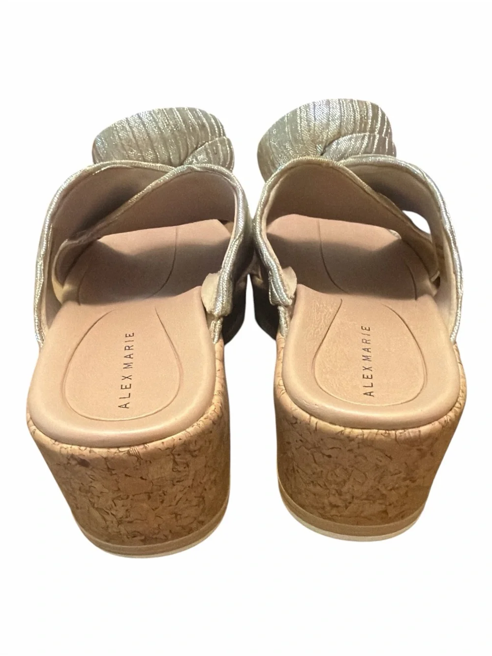 Alex Marie Gold Floral Cork Wedge Slide Sandals Women’s Size 8 NWOB Comfort